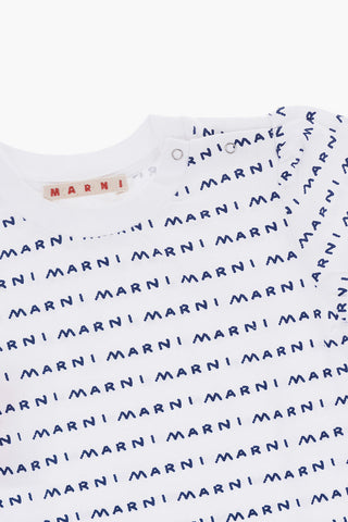 All-Over Logo Crew-Neck T-shirt with Two-Buttons