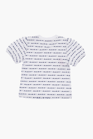 All-Over Logo Crew-Neck T-shirt with Two-Buttons
