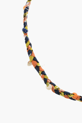 Bandana Motif Cotton Necklace with Seashells
