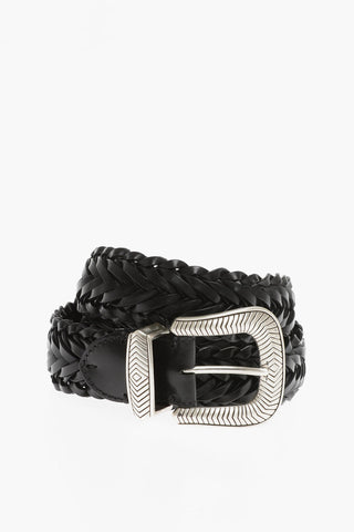 Braided Leather TEX MEX Belt with Silver-Tone Buckle 40mm