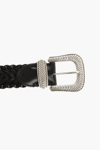 Braided Leather TEX MEX Belt with Silver-Tone Buckle 40mm