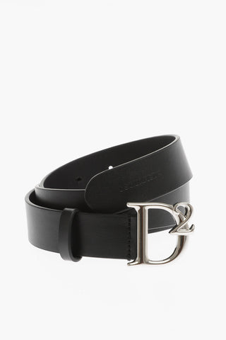 Leather Belt with Monogram Buckle 30mm