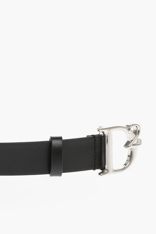 Leather Belt with Monogram Buckle 30mm