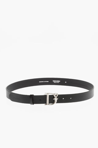 Leather Belt with Monogram Buckle 30mm