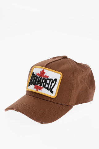 Cappello Baseball in Gabardina di Cotone con Toppa Logo