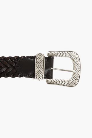 Braided Leather TEX MEX Belt with Silver-Tone Buckle 40mm