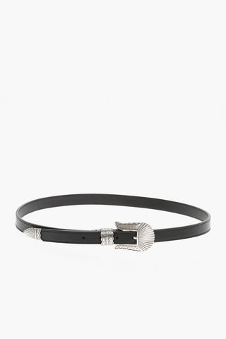 Soft Leather THIN KIM Belt with Silver-Tone Buckle 20mm