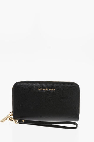 MICHAEL Textured Leather JET SET Wallet with Golden Details