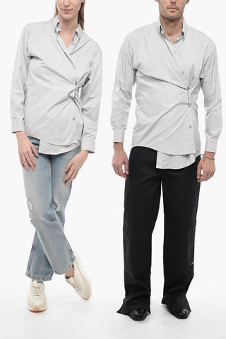 UNISEX Camicia a Portafoglio in Cotone con Spilla