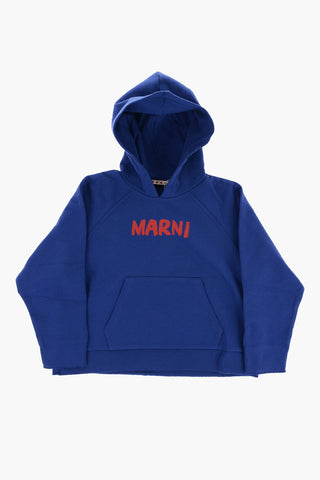 Brushed Cotton Hoodie with Printed Logo
