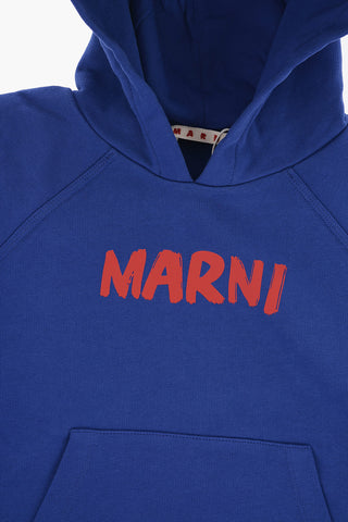 Brushed Cotton Hoodie with Printed Logo