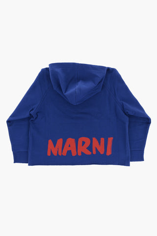 Brushed Cotton Hoodie with Printed Logo