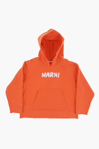 Brushed Cotton Hoodie with Printed Logo