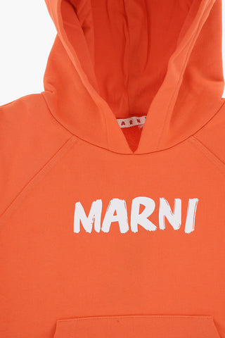 Brushed Cotton Hoodie with Printed Logo