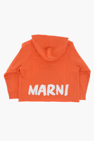 Brushed Cotton Hoodie with Printed Logo