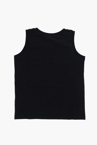 Solid Color Crew-neck Tank Top with Contrasting Logo
