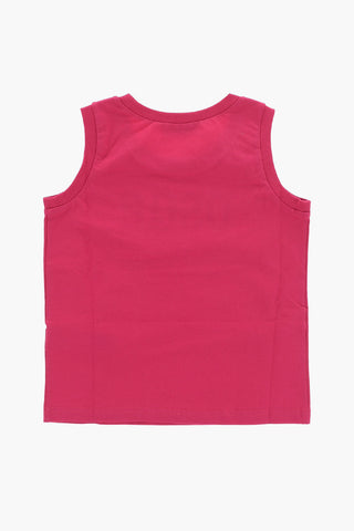 Solid Color Crew-neck Tank Top with Contrasting Logo