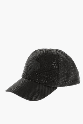 Solid Color BIG PALM Cap Embellished with Rhinestones