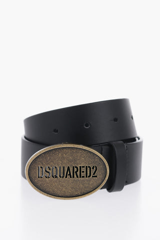 Leather Belt with Logoed Buckle 35mm