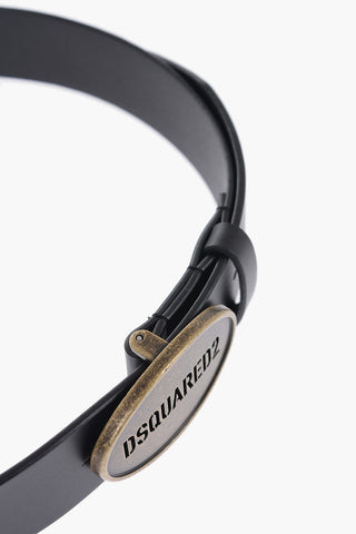 Leather Belt with Logoed Buckle 35mm