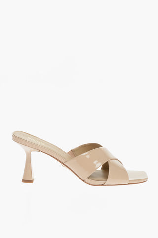 MICHAEL Patent Faux Leather CLARA Sabot with Square Toe 8cm
