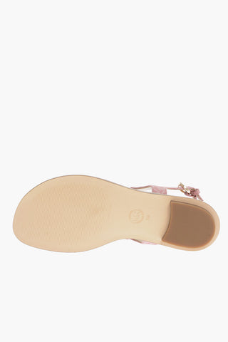 MICHAEL Logoed Faux Leather PLATE Thong Sandals with Golden Details