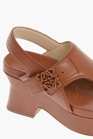 Leather Thong Sandals with Wedge 8cm