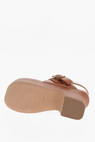 Leather Thong Sandals with Wedge 8cm
