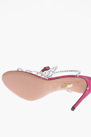 Leather DANCE PLAXI Ankle-Strap Sandals with Rhinestone Embellishment Heel 10.5cm