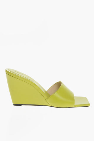 Square Toe Leather GAIA Sandals with Wedge 9cm