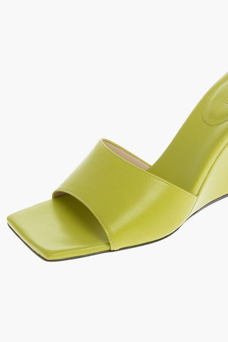 Square Toe Leather GAIA Sandals with Wedge 9cm