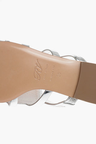 Sandali Gladiatore in Pelle Lamè con Punta Quadrata