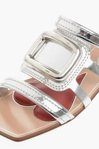 Sandali Gladiatore in Pelle Lamè con Punta Quadrata