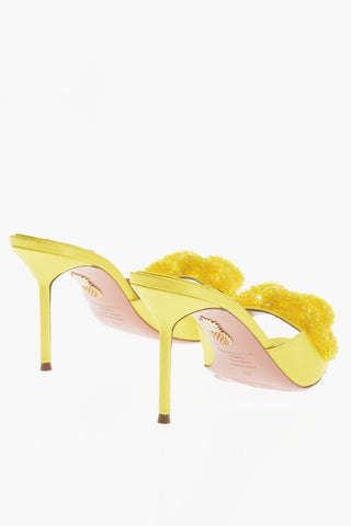 Satin CHAIN OF LOVE Sandals with Beads Applied on the Band Heel 8.5cm