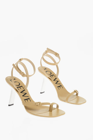 Leather Ankle Strap Sandals 10cm