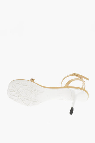 Leather Ankle Strap Sandals 10cm