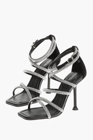 MICHAEL All-Over Rhinestone Sude IMANI STRAPPY Ankle Strap Sandals 10,5cm