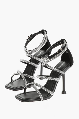 MICHAEL All-Over Rhinestone Sude IMANI STRAPPY Ankle Strap Sandals 10,5cm