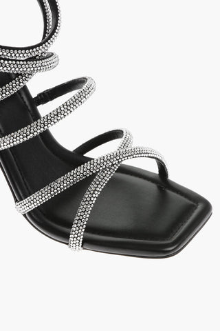 MICHAEL All-Over Rhinestone Sude IMANI STRAPPY Ankle Strap Sandals 10,5cm