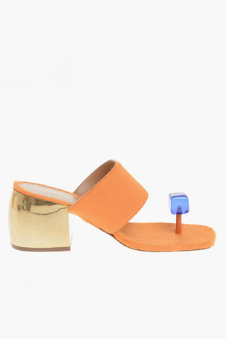 Ponyskin Thong Sandals with Golden Heel 7cm