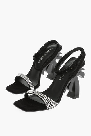 Leather Sandals With Rhinestones And Statement Heel 10cm