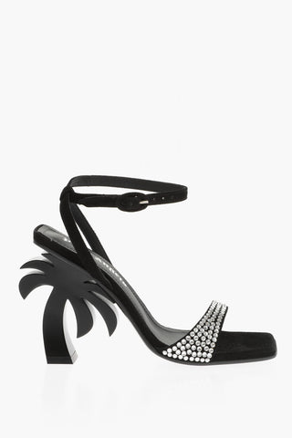 Leather Sandals With Rhinestones And Statement Heel 10cm