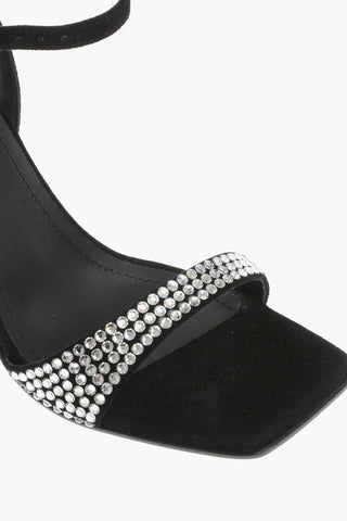 Leather Sandals With Rhinestones And Statement Heel 10cm