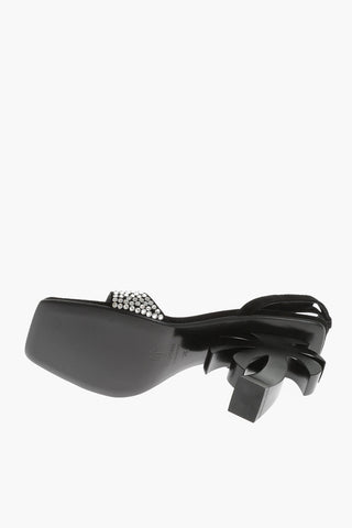 Leather Sandals With Rhinestones And Statement Heel 10cm