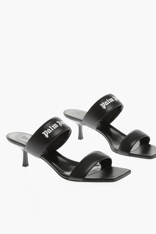 Logo print Leather Sandals Heel 5 cm