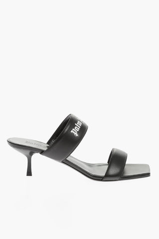 Logo print Leather Sandals Heel 5 cm