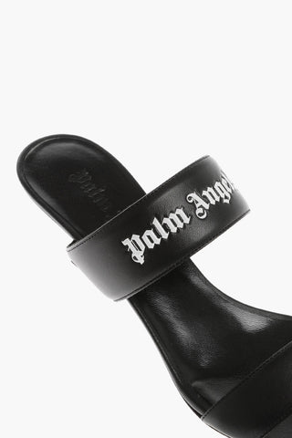 Logo print Leather Sandals Heel 5 cm