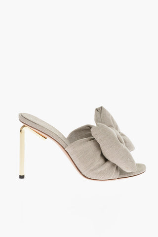 Linen Mules With Bow Heel 10cm