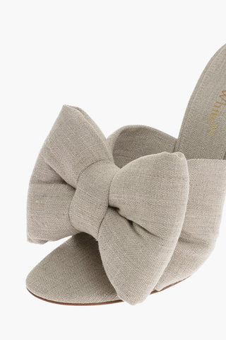 Linen Mules With Bow Heel 10cm