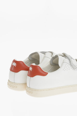 Sneakers Low-Top In pelle Con Chiusura Stretch